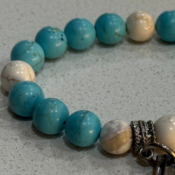 Beaded Spoon Charm Bracelet with Initial R - Picture 4 of 5